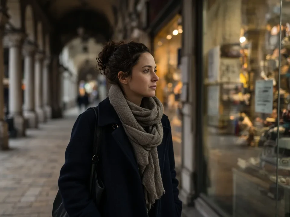 A person pausing in a covered market arcade in Istanbul