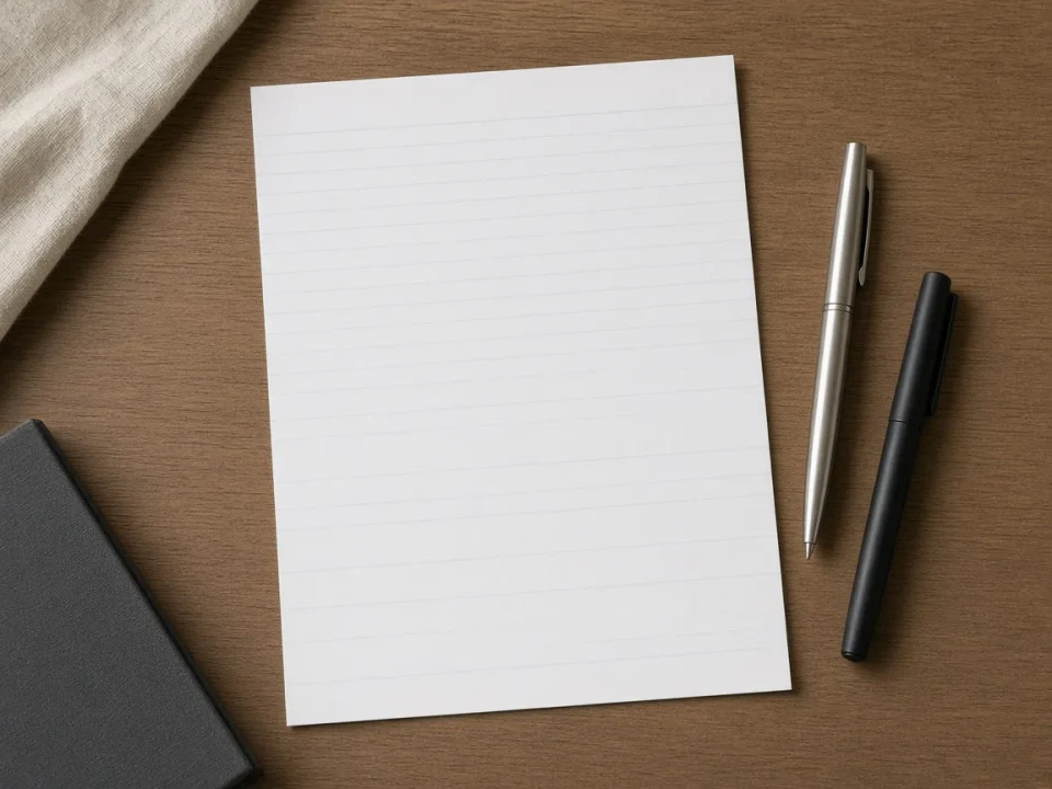 Two pens on a blank sheet of paper