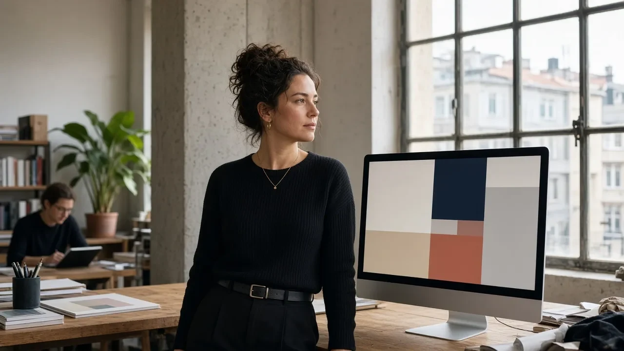A designer at a monitor in a bright Istanbul studio